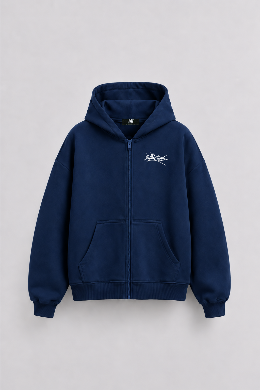 Sudadera con capucha y cremallera, corte holgado