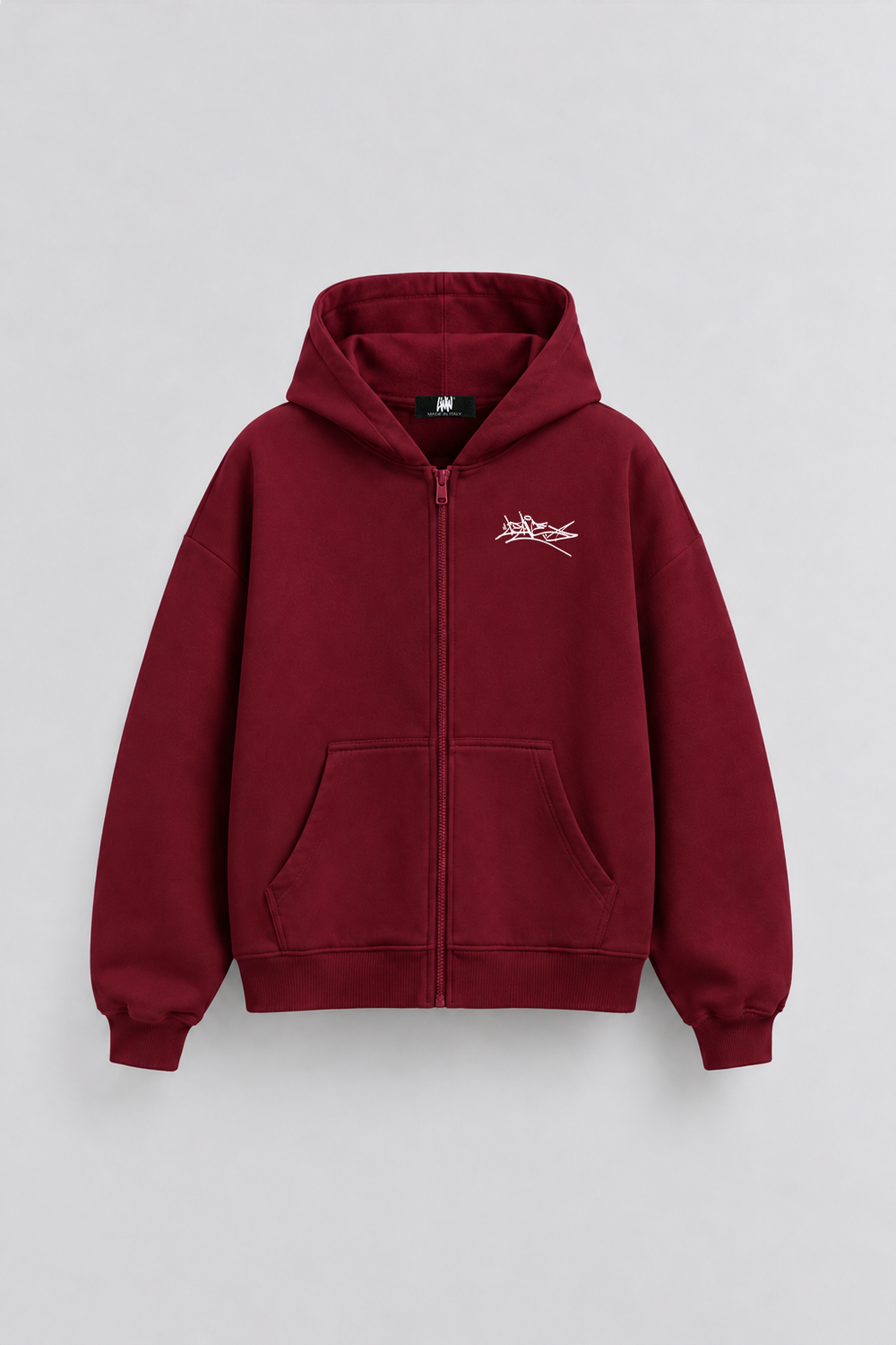 Zip Hoodie Boxy Leave Bordeaux