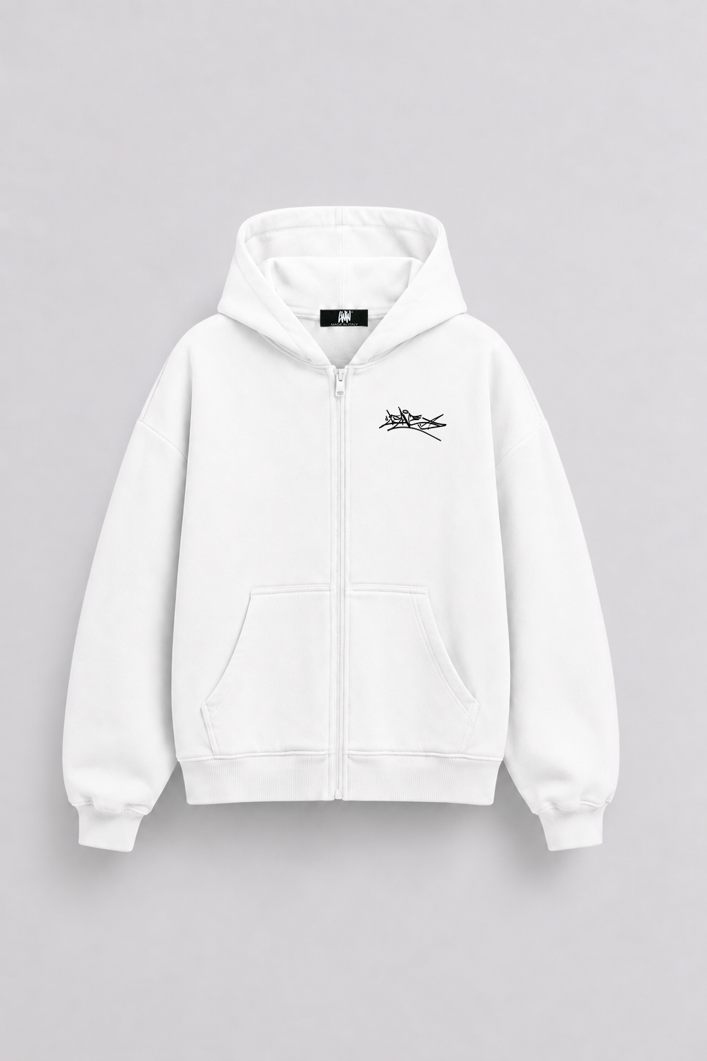 Sudadera con capucha y cremallera, corte holgado