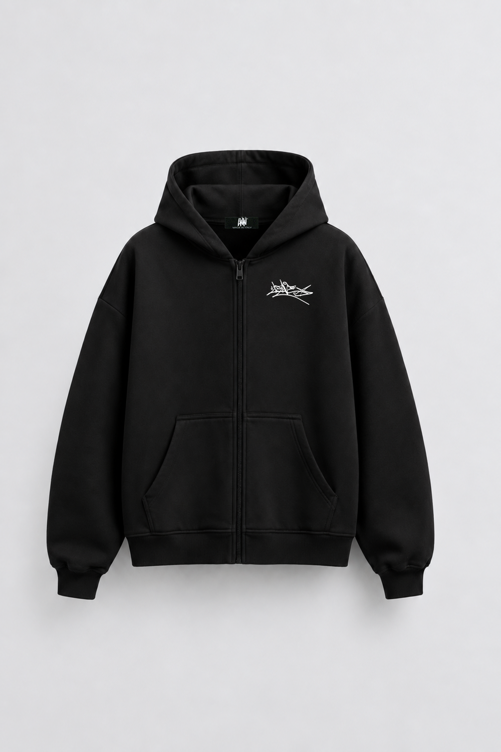 Zip Hoodie Boxy Leave Black