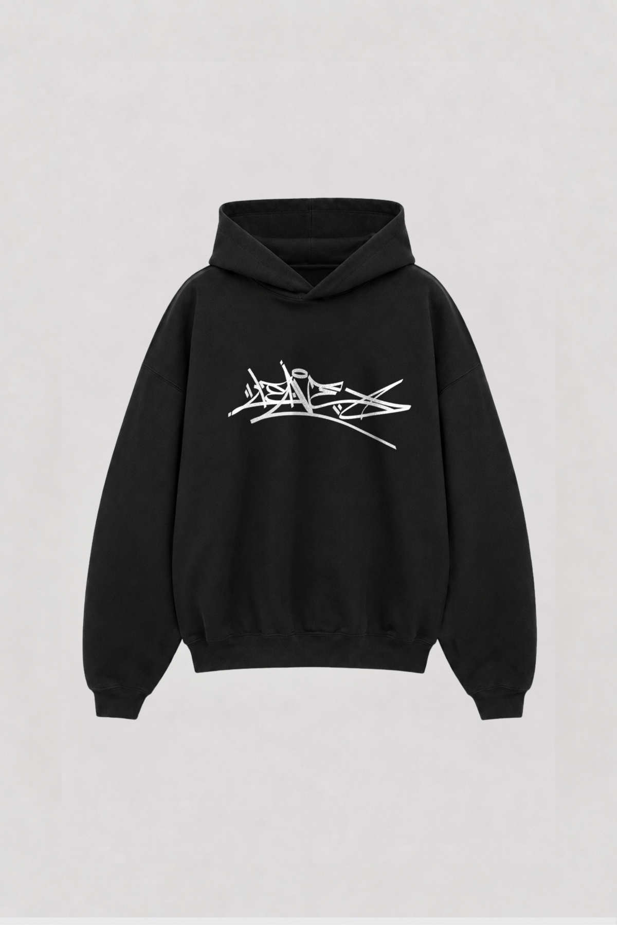 Hoodie Boxy Leave Black