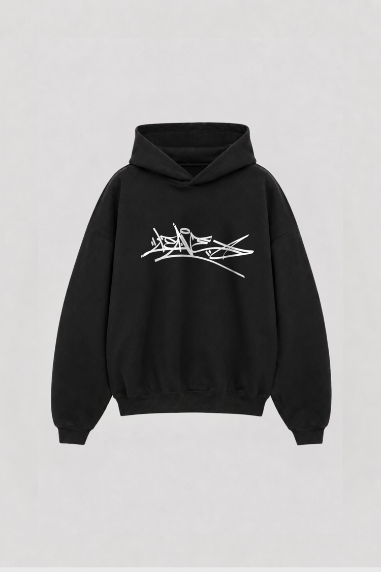 Hoodie Boxy Leave Black
