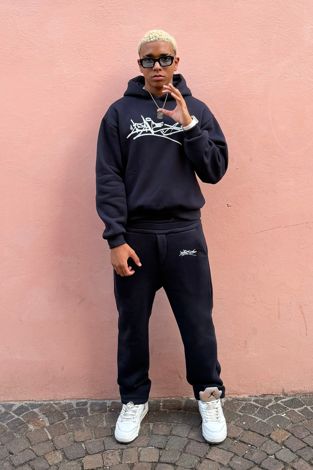 Hoodie Boxy Leave Navy