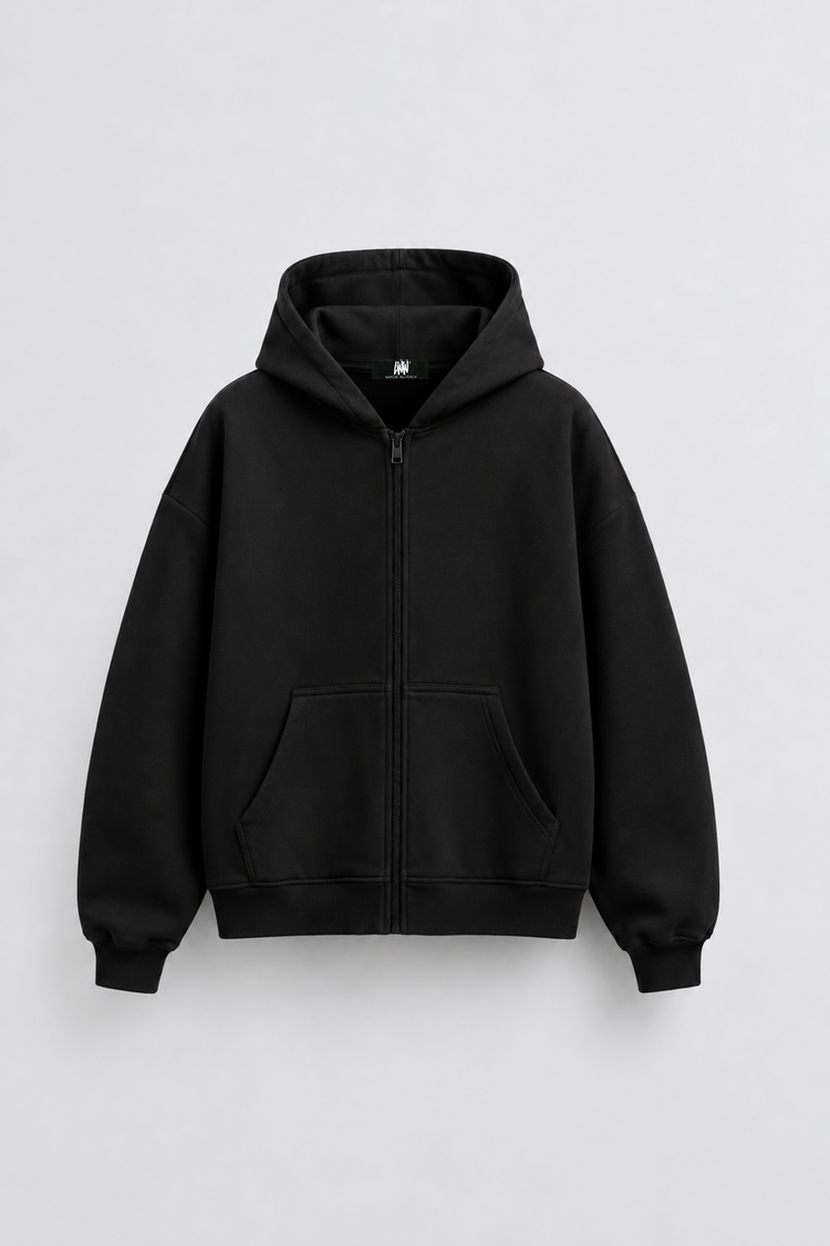 Zip Hoodie Boxy Blanks Black