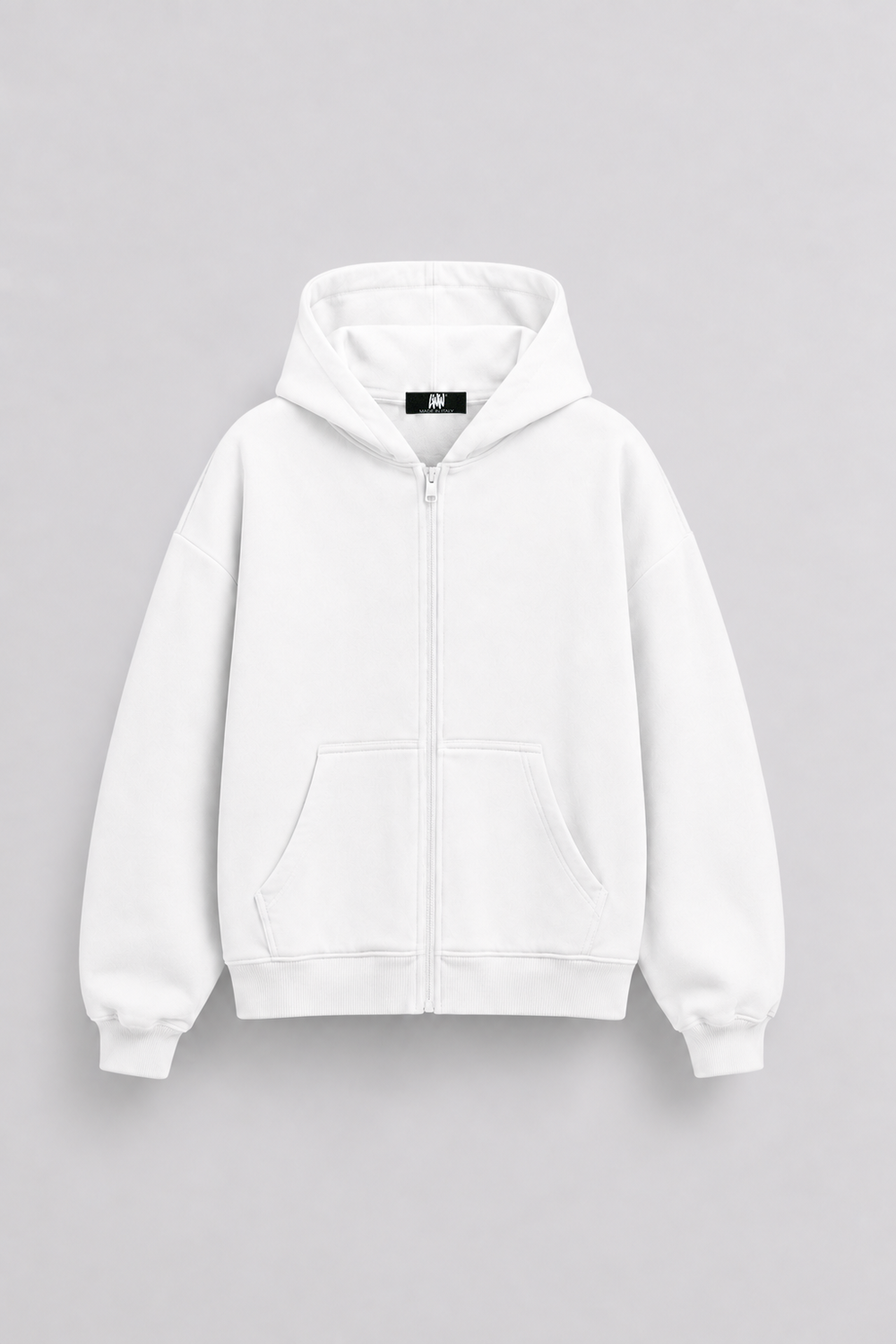 Zip Hoodie Boxy Blanks White