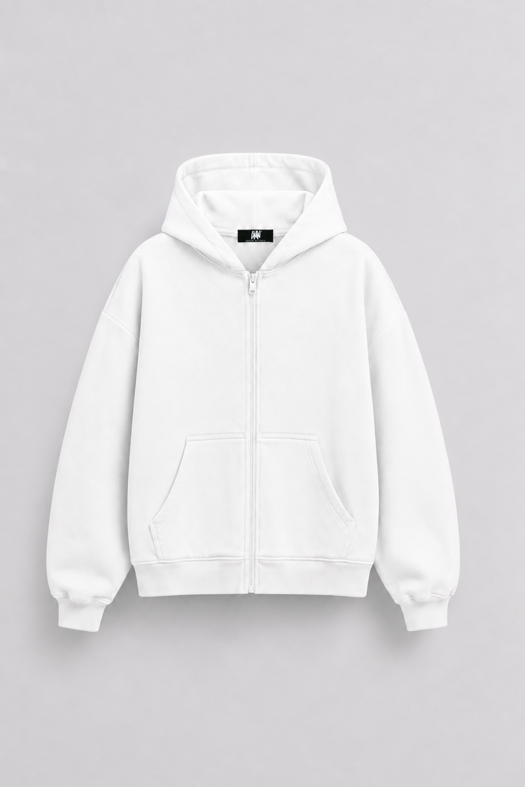 Zip Hoodie Boxy Blanks White